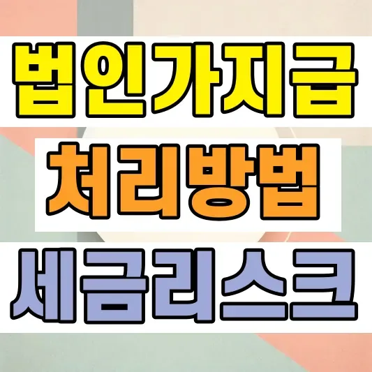 법인가지급금 처리방법